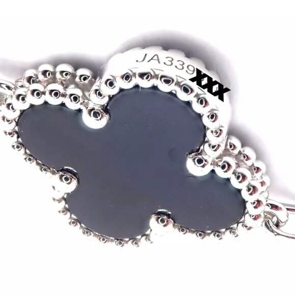Van Cleef & Arpels 18k White Gold 20 Motif Alhambra Diamond Black Onyx Necklace - Picture 8 of 9